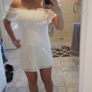 White cold shoulder mini dress NWT